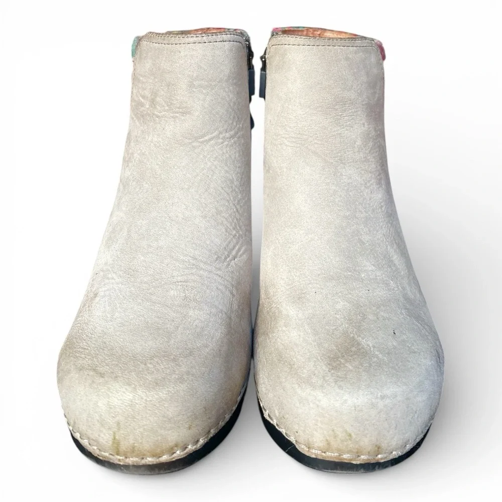 Dansko Tami Neutral Grey Nubuck Leather Ankle Boots, Women's US 8 EU 39 - Picture 3 of 7